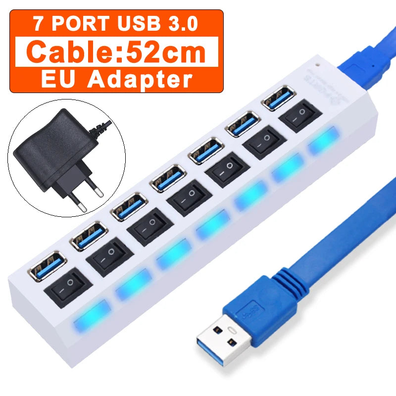 Forge USB Hub 3.0 – Hub USB Haute Vitesse avec Interrupteurs Individuels