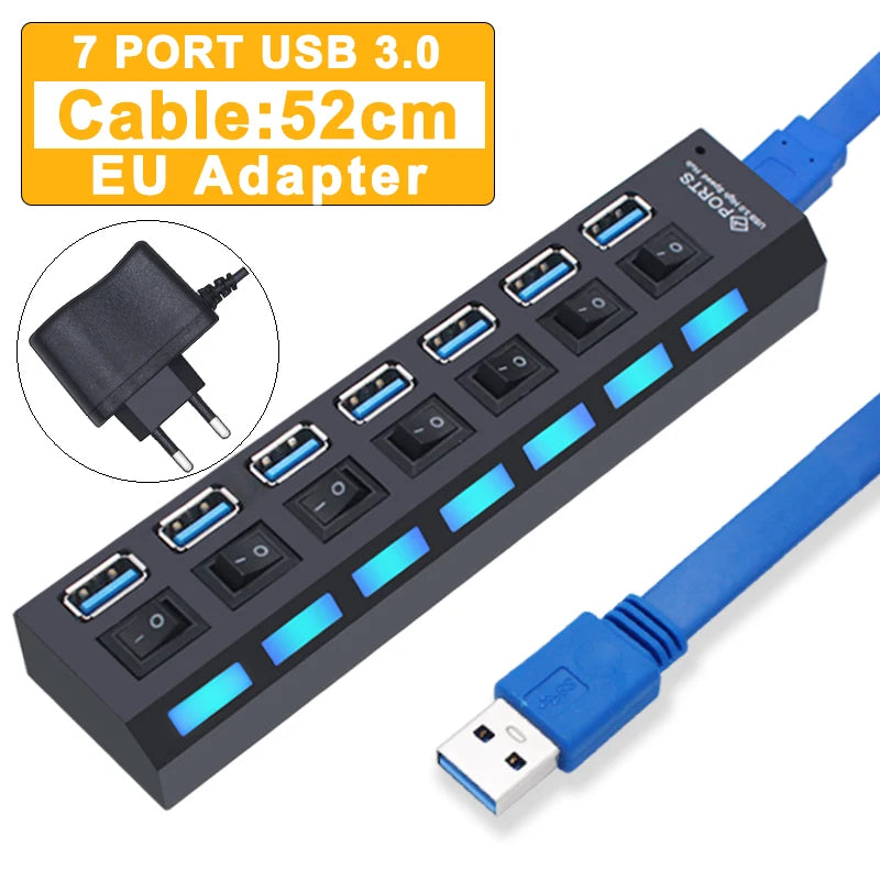 Forge USB Hub 3.0 – Hub USB Haute Vitesse avec Interrupteurs Individuels