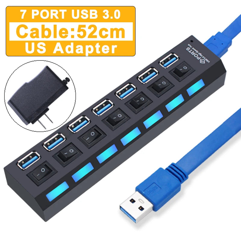 Forge USB Hub 3.0 – Hub USB Haute Vitesse avec Interrupteurs Individuels