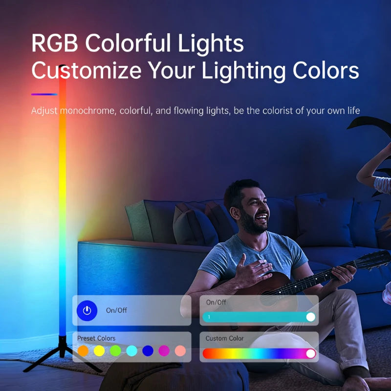 Lampe de Sol LED RGB 120 cm – Éclairage Ambiant Intelligent pour Setup Gaming