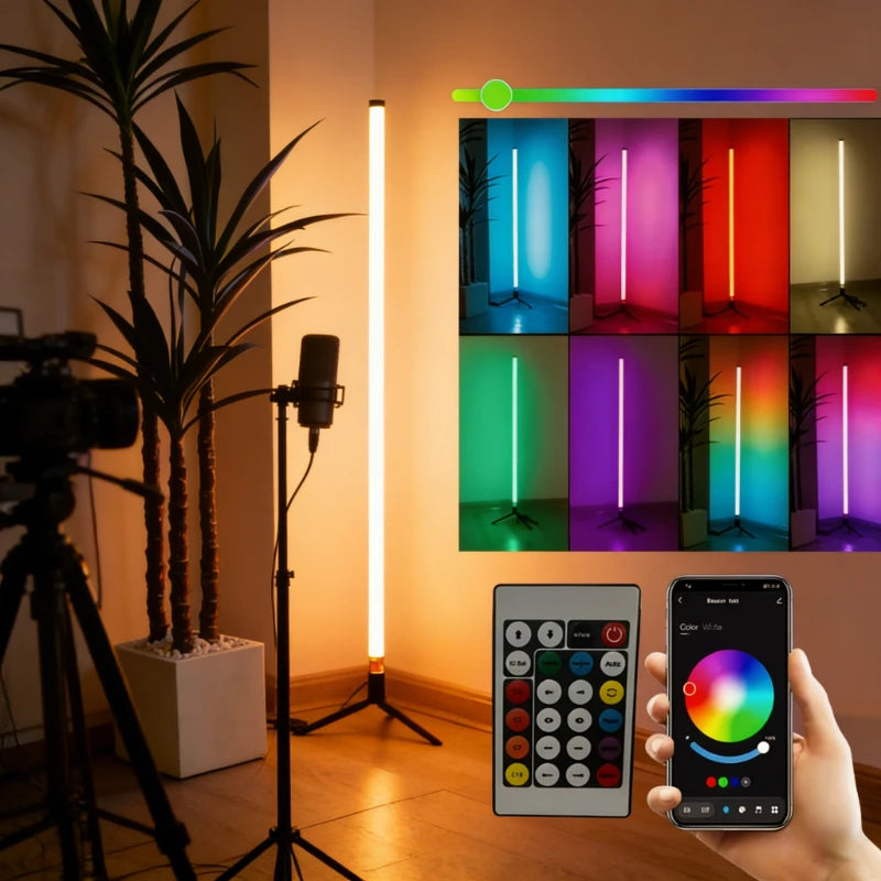 Lampe de Sol LED RGB 120 cm – Éclairage Ambiant Intelligent pour Setup Gaming